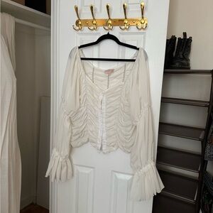 Draped white blouse - pirate vibes? lol